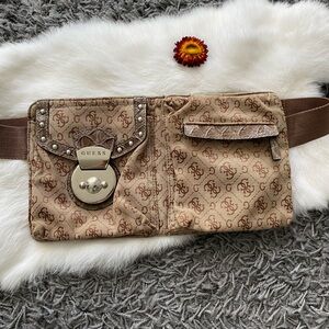 Guess Classic Canvas Messenger Bag Monogram Belt Bag